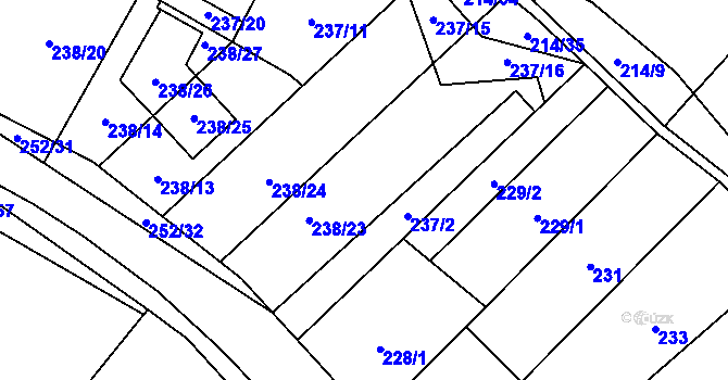 Parcela st. 238/22 v KÚ Lhota, Katastrální mapa