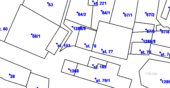 Parcela st. 78 v KÚ Rychtářov, Katastrální mapa