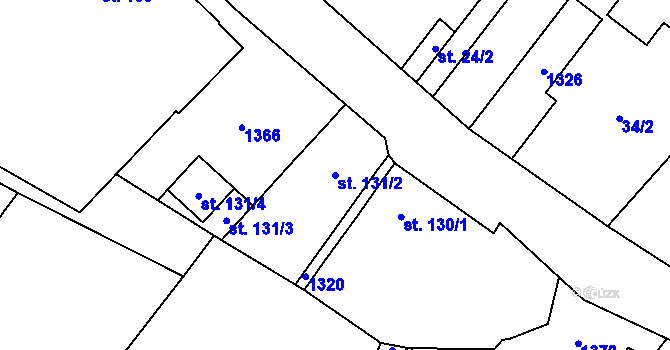 Parcela st. 131/2 v KÚ Rychtářov, Katastrální mapa