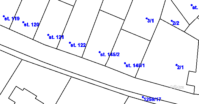 Parcela st. 145/2 v KÚ Rychtářov, Katastrální mapa