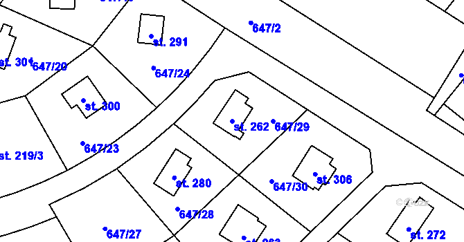 Parcela st. 262 v KÚ Rychtářov, Katastrální mapa