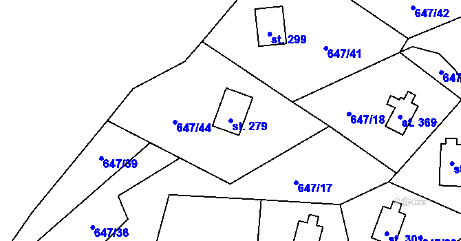 Parcela st. 279 v KÚ Rychtářov, Katastrální mapa