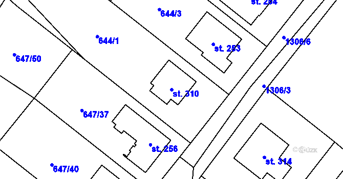 Parcela st. 310 v KÚ Rychtářov, Katastrální mapa