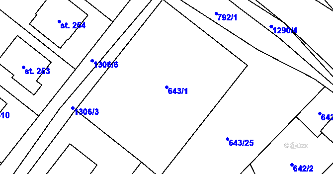 Parcela st. 643/1 v KÚ Rychtářov, Katastrální mapa