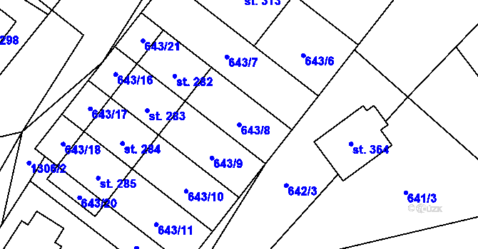 Parcela st. 643/8 v KÚ Rychtářov, Katastrální mapa