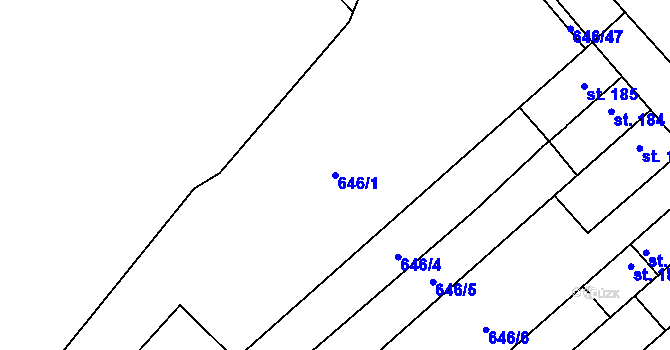 Parcela st. 646/1 v KÚ Rychtářov, Katastrální mapa