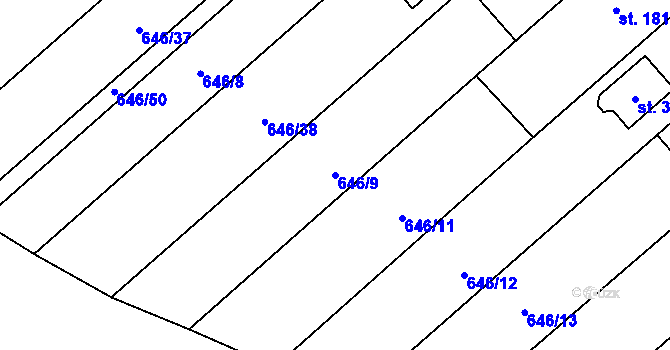 Parcela st. 646/9 v KÚ Rychtářov, Katastrální mapa