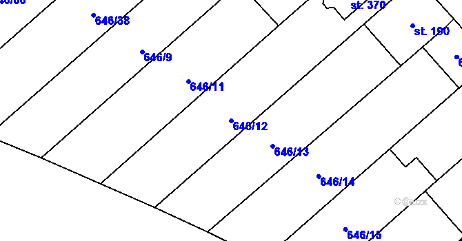 Parcela st. 646/12 v KÚ Rychtářov, Katastrální mapa