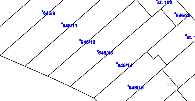 Parcela st. 646/13 v KÚ Rychtářov, Katastrální mapa
