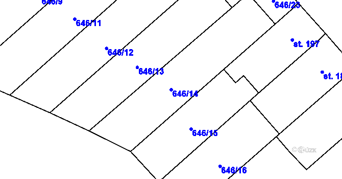 Parcela st. 646/14 v KÚ Rychtářov, Katastrální mapa