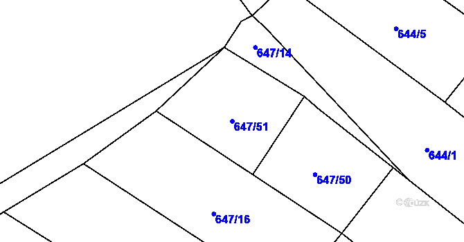Parcela st. 647/51 v KÚ Rychtářov, Katastrální mapa