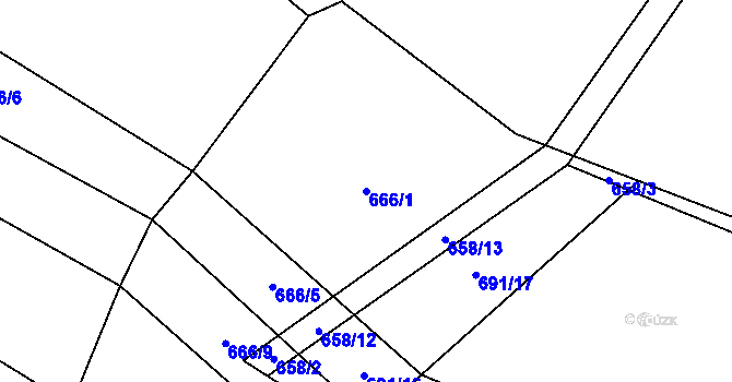 Parcela st. 666/1 v KÚ Rychtářov, Katastrální mapa