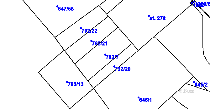 Parcela st. 792/7 v KÚ Rychtářov, Katastrální mapa