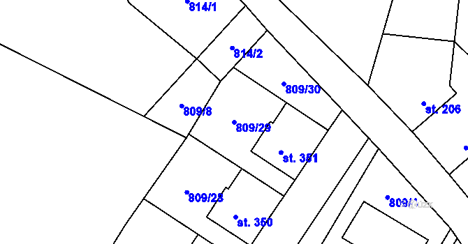 Parcela st. 809/29 v KÚ Rychtářov, Katastrální mapa