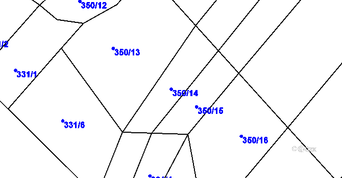 Parcela st. 350/14 v KÚ Rychtářov, Katastrální mapa