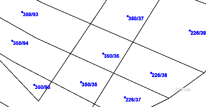 Parcela st. 350/36 v KÚ Rychtářov, Katastrální mapa