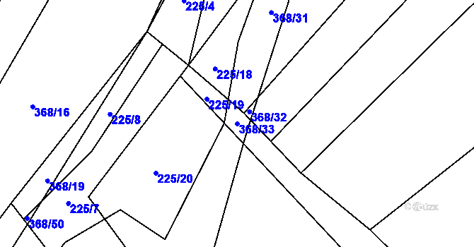 Parcela st. 368/33 v KÚ Rychtářov, Katastrální mapa