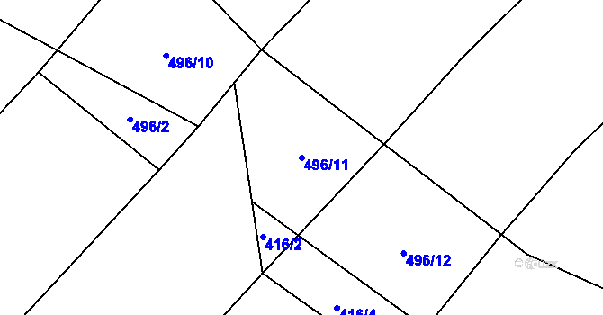 Parcela st. 496/11 v KÚ Rychtářov, Katastrální mapa