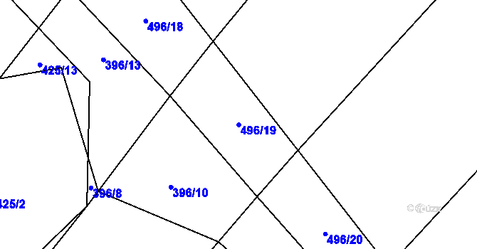 Parcela st. 496/19 v KÚ Rychtářov, Katastrální mapa