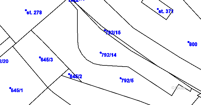 Parcela st. 792/14 v KÚ Rychtářov, Katastrální mapa