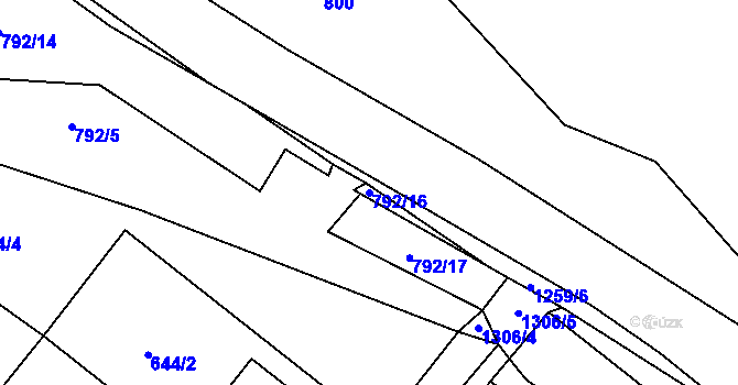 Parcela st. 792/16 v KÚ Rychtářov, Katastrální mapa