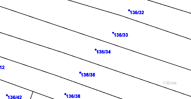 Parcela st. 136/34 v KÚ Rychtářov, Katastrální mapa