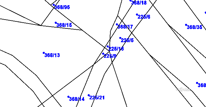 Parcela st. 225/9 v KÚ Rychtářov, Katastrální mapa