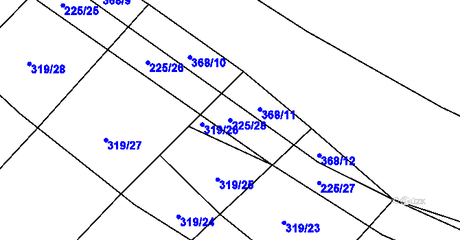 Parcela st. 225/28 v KÚ Rychtářov, Katastrální mapa