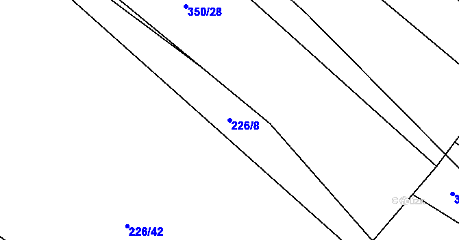 Parcela st. 226/8 v KÚ Rychtářov, Katastrální mapa