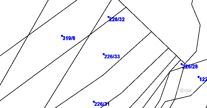 Parcela st. 226/33 v KÚ Rychtářov, Katastrální mapa