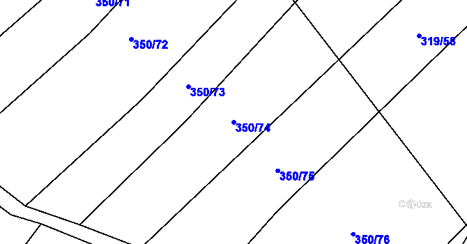 Parcela st. 350/74 v KÚ Rychtářov, Katastrální mapa