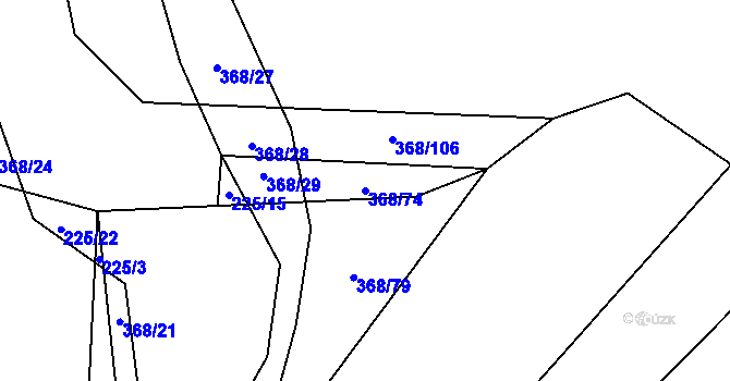 Parcela st. 368/74 v KÚ Rychtářov, Katastrální mapa