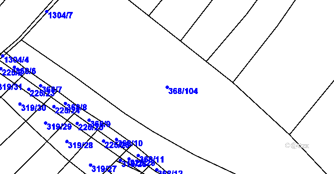 Parcela st. 368/104 v KÚ Rychtářov, Katastrální mapa