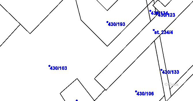 Parcela st. 430/104 v KÚ Rychtářov, Katastrální mapa