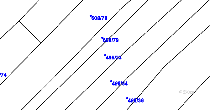 Parcela st. 496/33 v KÚ Rychtářov, Katastrální mapa