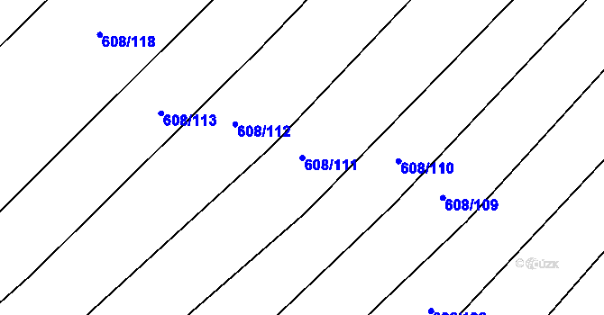 Parcela st. 608/111 v KÚ Rychtářov, Katastrální mapa