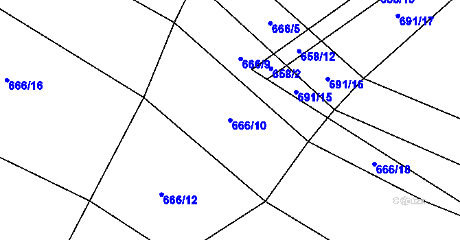 Parcela st. 666/10 v KÚ Rychtářov, Katastrální mapa