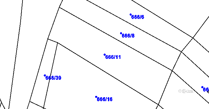 Parcela st. 666/11 v KÚ Rychtářov, Katastrální mapa