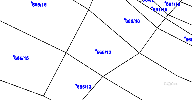 Parcela st. 666/12 v KÚ Rychtářov, Katastrální mapa