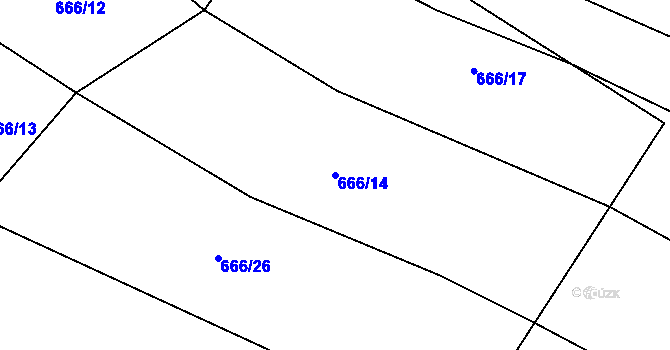 Parcela st. 666/14 v KÚ Rychtářov, Katastrální mapa