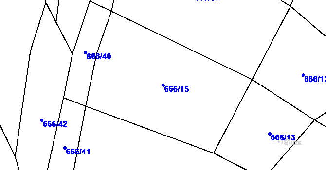 Parcela st. 666/15 v KÚ Rychtářov, Katastrální mapa