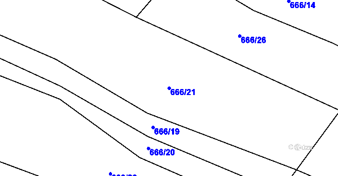 Parcela st. 666/21 v KÚ Rychtářov, Katastrální mapa