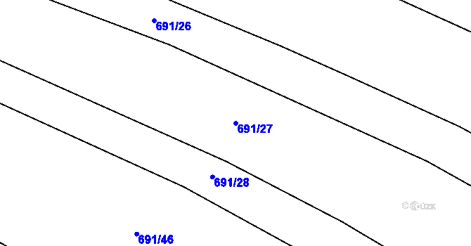 Parcela st. 691/27 v KÚ Rychtářov, Katastrální mapa