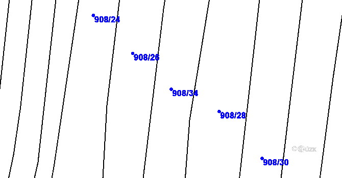 Parcela st. 908/34 v KÚ Rychtářov, Katastrální mapa