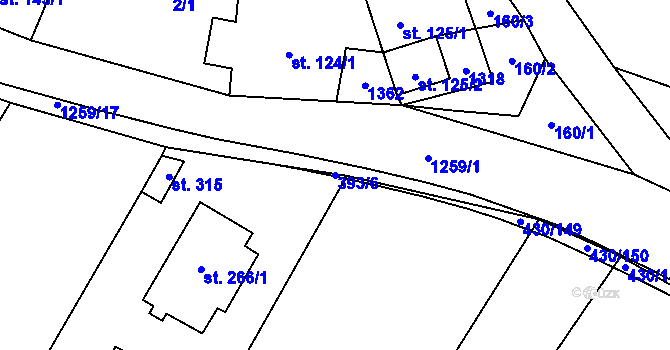 Parcela st. 393/6 v KÚ Rychtářov, Katastrální mapa
