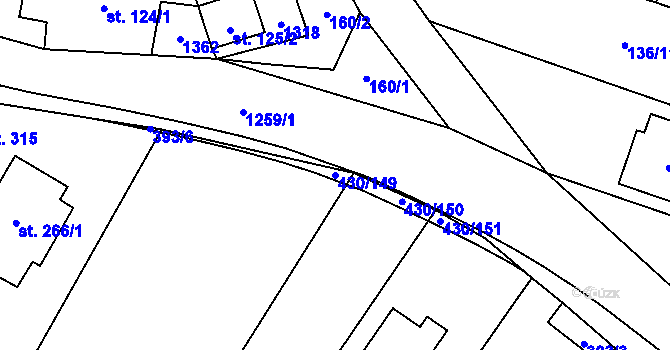 Parcela st. 430/149 v KÚ Rychtářov, Katastrální mapa