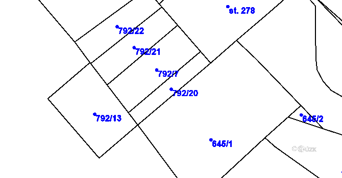 Parcela st. 792/20 v KÚ Rychtářov, Katastrální mapa