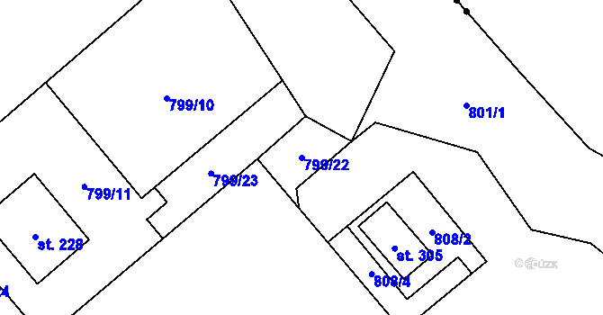 Parcela st. 799/22 v KÚ Rychtářov, Katastrální mapa