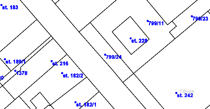 Parcela st. 799/24 v KÚ Rychtářov, Katastrální mapa
