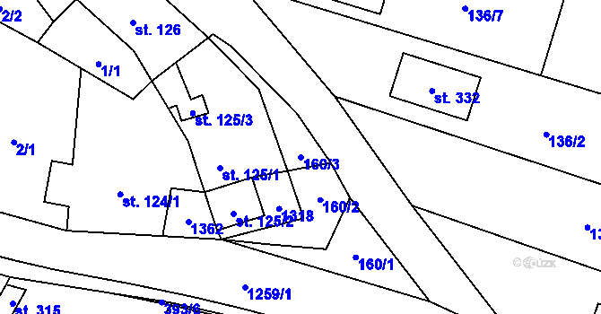 Parcela st. 160/3 v KÚ Rychtářov, Katastrální mapa